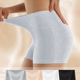 Resim 4-Pack QUASTI Yüksek Bel Kadın Boxer Briefs, %95 %5 Elastan, Düz Renk, Örgü Kumaş, Basit Stil, Sporcu Dostu Şort 
