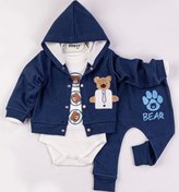 Resim Babydonat Bear Nakışlı Kapişonlu Erkek Bebek Takım 