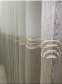 Resim İncilife Home Paris Gold Simli İki Renkli Sütlü Kahverengi Ekru Tül Perde 1/2,5 Normal Orta Pileli Ekru - Sütlü Kahverengi 