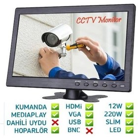 Resim HD Araç ve Tv Lcd Monitör Hdmı Vga Girişli 10 Inç 