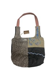 Resim Vintage Renkli Salaş Etnik Orta Boy Plaj Günlük Kadın Kol Omuz Çantası 34 Cm X 37 Cm GRİ 
