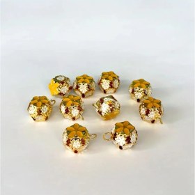 Resim Çiçekli Kulplu Çan, Hayvan Tasma Zili, Amigurumi Zili, Kına Gecesi Tef Yapımı Zili 20 Adet Sarı 