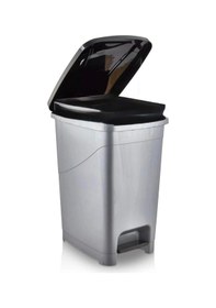 Resim Umbex Pedallı 25 Litre Gri Banyo Mutfak Çöp Kovası Çöp Kutusu Siyah Kapaklı Beyaz 