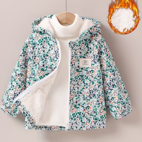 Resim ["Müşteri Favorisi"] Kızlar için Rahat Kışlık Kapüşonlu Ceket, Unicorn Baskılı - Uzun Kollu, Fermuarlı, Polyester Karışımı 