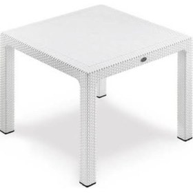 Resim Özel Yapım Plastik Ayaklı Beyaz Rattan Bambu Masa 90x90 Ebat - Hızlı Ve Ücretsiz Kargo 