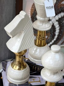 Resim Neochess Dekoratif Satranç Taşları Krem Gold 