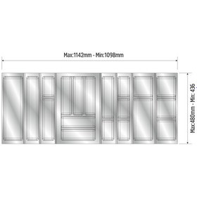 Resim Mutfak Çekmece Içi Düzenleyici, Kaşıklık 114cm X 48cm Yanlar Ve Boydan 4cm Kesilebilir, Antrasit Antrasit 