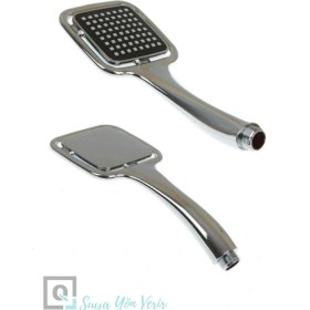 Resim Krom Kaplama Siyah Kare Duş Başlığı 64 Delikli Black|silver 