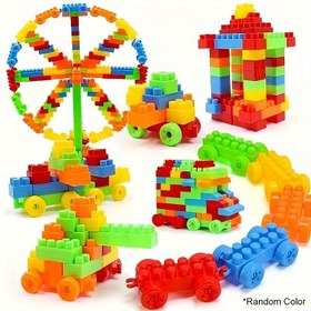 Resim 100 adet Yapı Blokları Seti - Çocuklar için Eğitici İnşaat Oyuncak, DIY Orta Boy Tuğla Hediye Kiti (Çeşitli Renkler), 3+ Yaş (Halloween/Şükran Günü/Noel Hediyeleri için Mükemmel) 