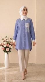 Resim Doque Çizgili Tunik 10201 - Mavi / 48 