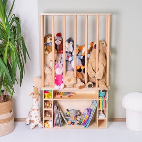 Resim Montessori Pelüş Oyuncak Depolama ve Geniş Kitaplık 