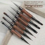 Resim Üst Düzey 3'lü Sandal Ağacı Çift Taraflı Tırnak Sanatı Fırça Seti, Profesyonel Tırnak Salonları İçin Mükemmel, Çizim ve Heykelleme İçin Çok Fonksiyonlu Tasarıma Sahip. 