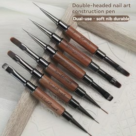 Resim Üst Düzey 3'lü Sandal Ağacı Çift Taraflı Tırnak Sanatı Fırça Seti, Profesyonel Tırnak Salonları İçin Mükemmel, Çizim ve Heykelleme İçin Çok Fonksiyonlu Tasarıma Sahip. 