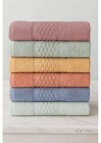 Resim 6 Lı El Yüz Havlusu Seti %100 Pamuklu 50x90 Cm Pure Cotton Hardal 