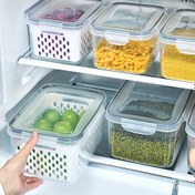 Resim 9 adet BPA'sız Plastik Gıda Saklama Kapları Seti, Drenaj Sepetleri ve Kapaklar ile - Sızdırmaz, Dondurucu Güvenli, Tekrar Kullanılabilir Çok Amaçlı Mutfak Organizatörleri, Meyveler, Sebzeler ve Gıda için BPA'sız Gıda Saklama 