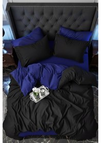 Resim More Home Tek Kişilik Yorgan Kılıfı + Yastık Kılıfı Siyah Lacivert Kombin 