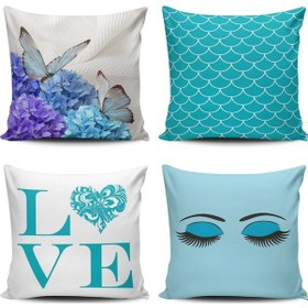 Resim Kırlent Dünyası 4Lü Kombin Dijital Baskılı Kırlent Kılıfı (376648161) 