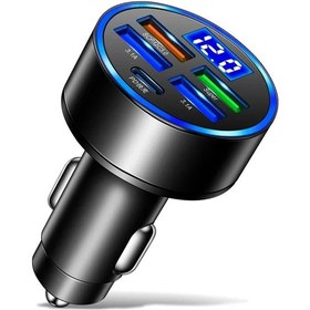 Resim Dıxsg100w 5/6 Portlu Araç Şarj Adaptörü Pd Qc3.0 Usb C Dijital Ekran İphone Uyumlu Samsung Xiaomi Hızlı Şarj Ilithalatçı Garantili 