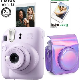 Resim Fujifilm Instax Mini 12 Lila Fotoğraf Makinesi - 10'lu Film ve Parlak Kılıf Seti 