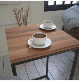 Resim Pure Yan Sehpa & Servis Sehpası Metal Ceviz / Metal Ayaklı 