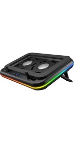 Resim Rampage S55 Angel Siyah 5 Mod Rgb 120*120MM 2 Fanlı 14-17 LED Ekranlı Notebook Soğutucu Stand 