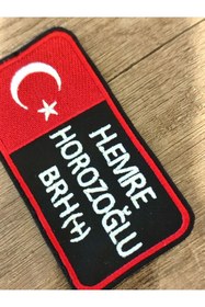 Resim Özden Nakış İsimlik Bayraklı Cırtlı Kan Gurubu Patch Arma Nakış 