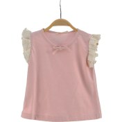 Resim Mininio Kız Bebek Pembe Kolları Dantelli T-Shirt (6AY-4YAŞ) 