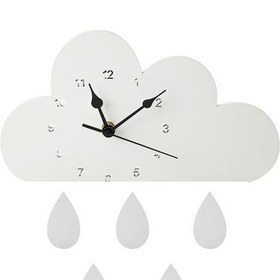 Resim Novahub Beyaz İskandinav Ahşap Bulut Yağmur Damlası Şekilli Duvar Saati Kreş Çocuk Odası Dekorasyonu Beyaz Beyaz 