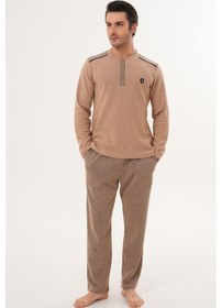 Resim Mecit Pijama Mecit 2998 Kahve Selanik Kumaş Kışlık Erkek Pijama Takımı Kahverengi 