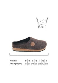 Resim Gezer Kışlık Mantar Taban Ev Bahçe Rahat Taban Erkek Terlik Kahve 
