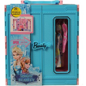 Resim TUENGİ STORE Beauty Çantalı Giysi Dolabı 30 Parça Barbie Gardrobu Giyinme Odası 