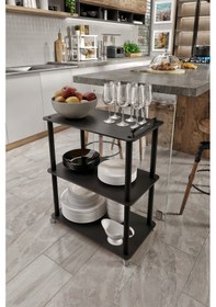 Resim Modern Servant Siyah Servis Arabası 