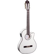 Resim Ortega RCE145WH Thinline Elektro Klasik Gitar (Beyaz) 