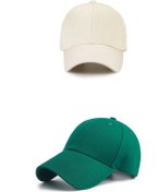 Resim Ritagarcia Unisex Ayarlanabilir Spor Yeşil-bej Basic Kep Şapka 2'li Set 