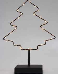 Resim Siyah Metal Çam Ağacı Ledli Dekor 