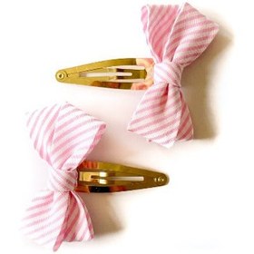 Resim COTTON HAIR CLIPS - PINK STRIPES 