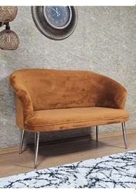 Resim Zafir İkili Teddy Krom Kaplama Sivriltme Ayak Çay Seti Koltuk İkili Berjer , Balkon, Salon, Ofis Kiremit 