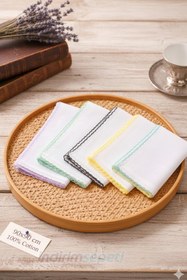 Resim Pamuklu Renkli Oyalı Tülbent 5’li Set | 90x90 cm Kare, Karışık Renk Yumuşak Dokulu 