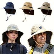 Resim Unisex Açık Hava Güneş Koruma Kova Şapkası - Geniş Kenarlı UPF Güneş Kremi, Dayanıklı %100 Polyester, Ayarlanabilir Kayış ve Balıkçılık, Yürüyüş, Kamp, Seyahat için Nefes Alabilen File Paneller - Karışık Renkler, Elde Yıkanabilir, Seyahat Gereksinimleri | Sokak Stili Şapka | File Panel Şapka, Kamp Aksesuarları 