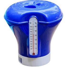 Resim Yüzer Dağıtıcı Yüzer Kap Havuz Spa Klor Tablet Dağıtıcı Termometreli F/c Ekranlı 