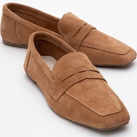 Resim Morne Toprak Süet Hakiki Deri Kadın Loafer Ayakkabı Toprak Kahverengi 