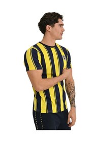 Resim Fenerbahçe Erkek Tribün Çubuklu T-shirt Sarı - Lacivert 