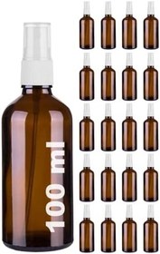 Resim Afracam Amber 100 ml Plastik Kapaklı Beyaz Sprey Fısfıs Kolonya Dezenfektan Cam Şişe 20 Adet 