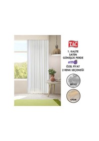 Resim Taç Saten Güneşlik / Ölçüye Özel Dikim / Krem Ve Beyaz Seçenekli 