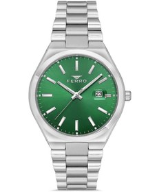 Resim Ferro F11386A-A6 Quartz Çelik Gri Yeşil Kadran 40 mm Erkek Kol Saati 