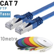 Resim IRENIS Mavi Cat7 Yassı Ftp Ethernet Network Kablosu 10 m 