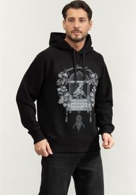Resim VERSACE JEANS COUTURE Heavy Fleece Not Brushed Kapüşonlu Sweatshirt Siyah, 79GAIP08CF07P 