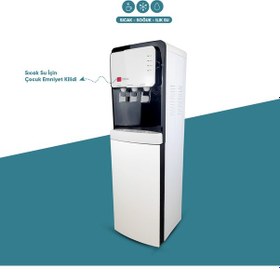 Resim Sıcak Soğuk Ilık 3 Musluklu Beyaz Siyah Arıtmalı Sebil 