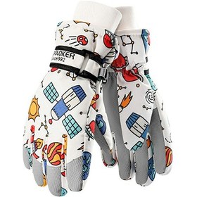 Resim Açık Hava Etkinlikleri İçin Kış Suya Dayanıklı Karikatür Çocuk Kayak Eldivenleri Tam Parmak Eldivenler - Uzay Gemisi M Çok Renkli 