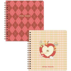 Resim 15x16 Spiralli Karton Kapak 2'li Düz Çizgisiz Not Defter Seti - Elma Çok Renkli 